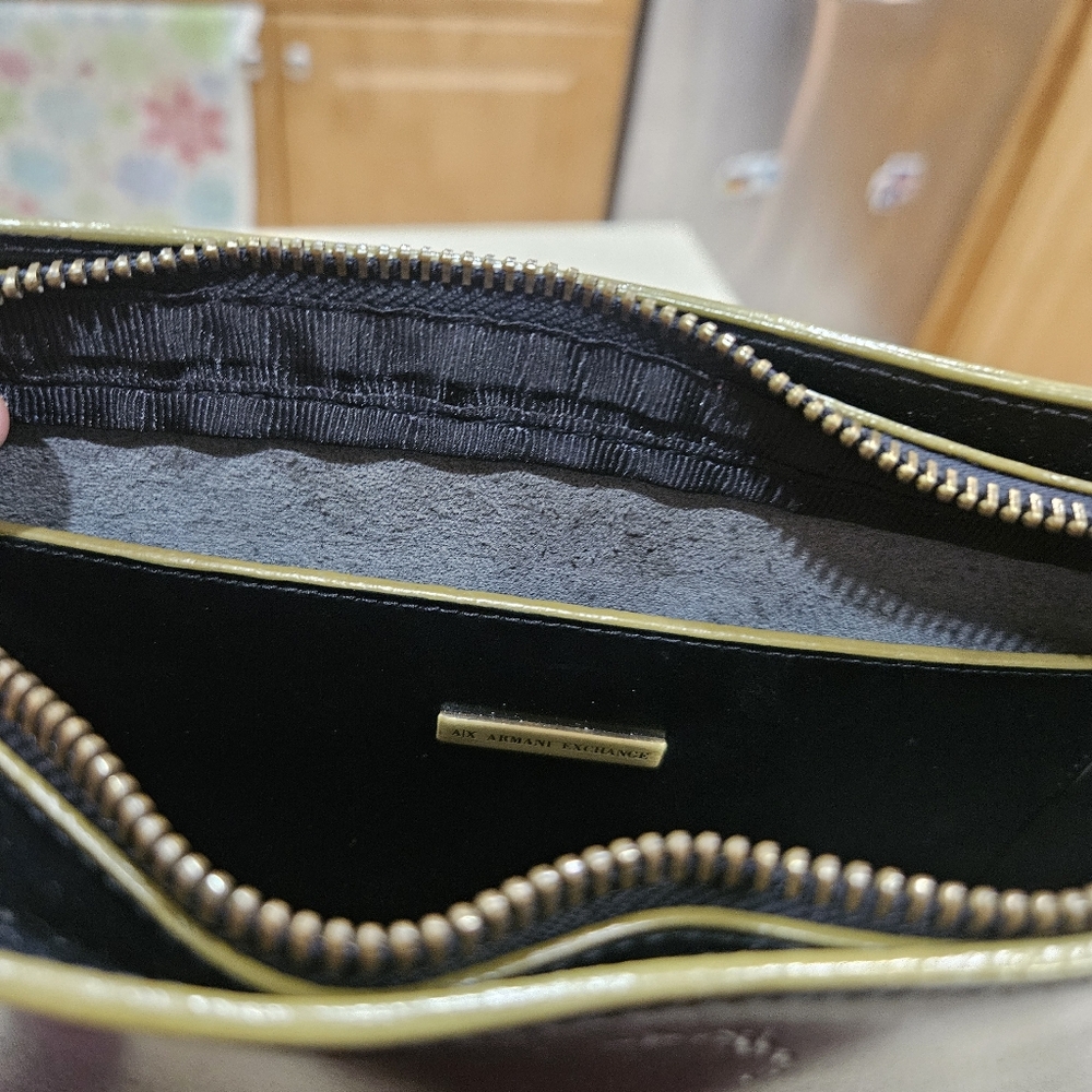 ARMANI EXCHANGE Black Leather Crossbody Handbag, SLEEK, Shiny Armani - Picture 2 of 6